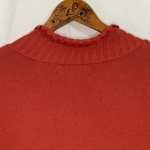 Nine West Salmon Pink Front Tie Scalloped Edge Cardigan Sweater 2X (20W/22W) - Picture 8 of 16